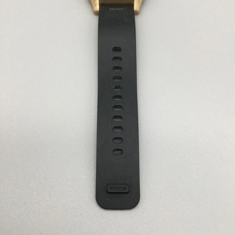Nixon The Staple Mens Watch 39mm Gold Black Digital Alarm Backlight Silicone